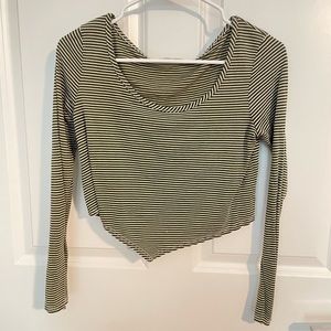 Striped long sleeve crop top